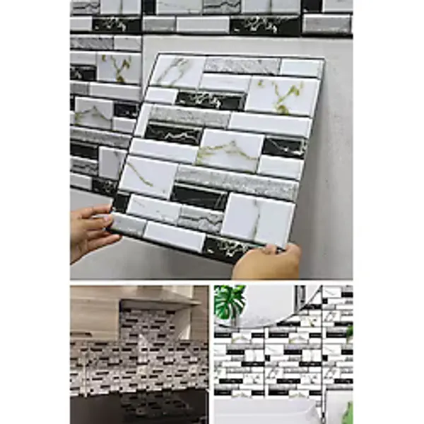 TechnoSmart 1adet 30cmx30cm 3d Kendinden Yapışkanlı Duvar Kağıdı Kaplama Su Geçirmez Mutfak Banyo