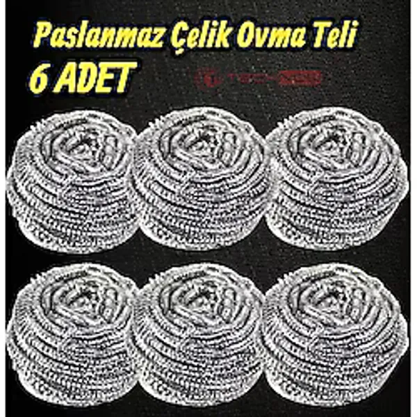 Technow %100 Paslanmaz Çelik Sürtme Bulaşık Ovma Teli 6 Adet