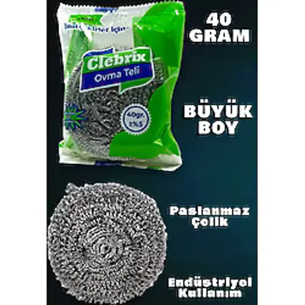 Technow Paslanmaz Çelik Büyük Endüstriyel Boy Bulaşık Ovma Teli 40 Gr