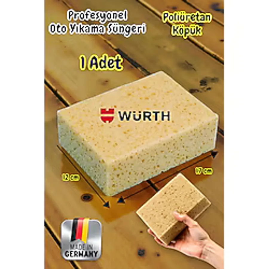 Technow Würth 17x12x6cm Made İn Germany Otomobil Oto Yıkama Parlatma Süngeri