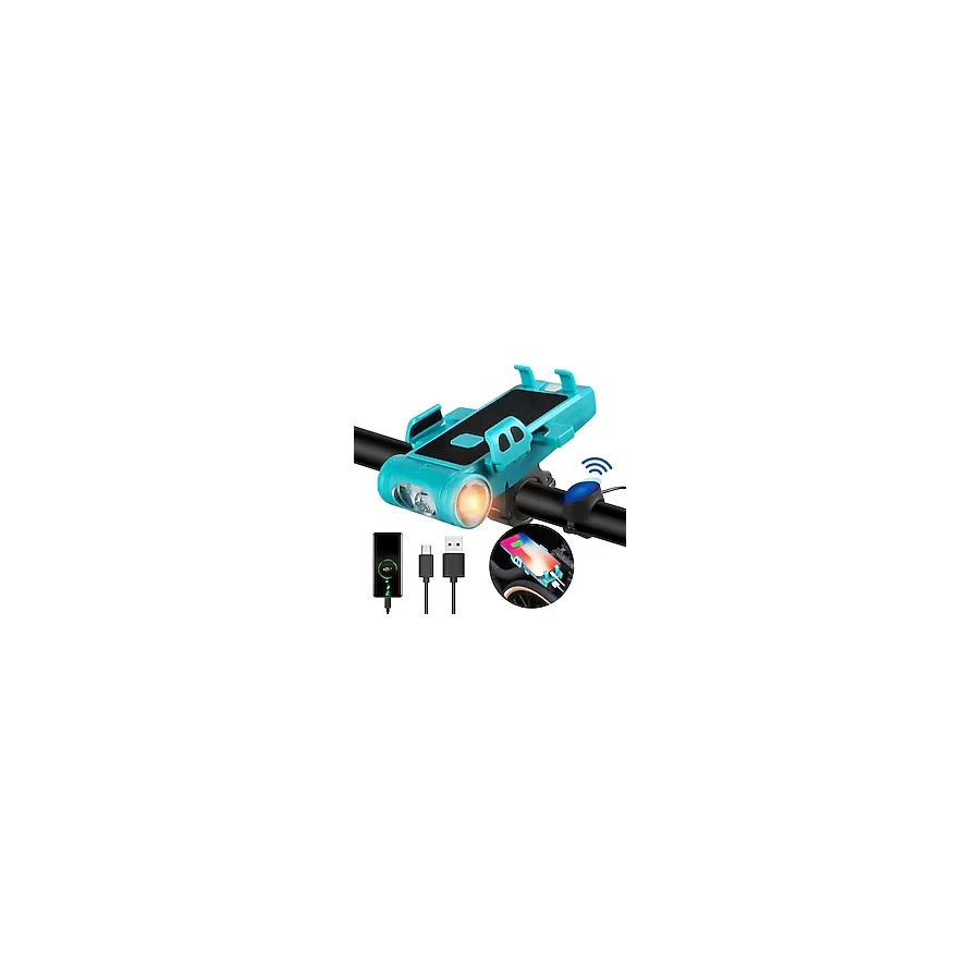 Techtic 5in1 Bisiklet Feneri Şarjlı Telefon Tutucu+Korna +Sis Farı 3500MAH Powerbank Scooter Lambası