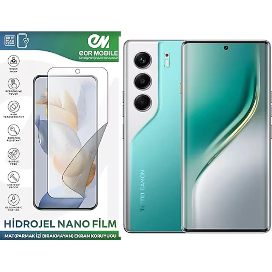 Tecno Camon 40 Pro İle Uyumlu Hidrojel Nano Ekran Koruyucu Film Mat(Tempered Cam Değildir!)
