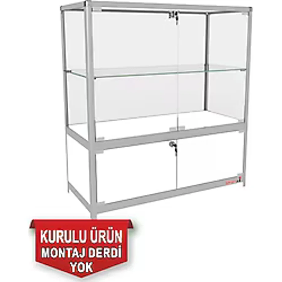TEDA Camlı Vitrin - Camlı Dolap - Camlı Koleksiyon Vitrini - Cam Raf - Kurulu Ürün95x90x40