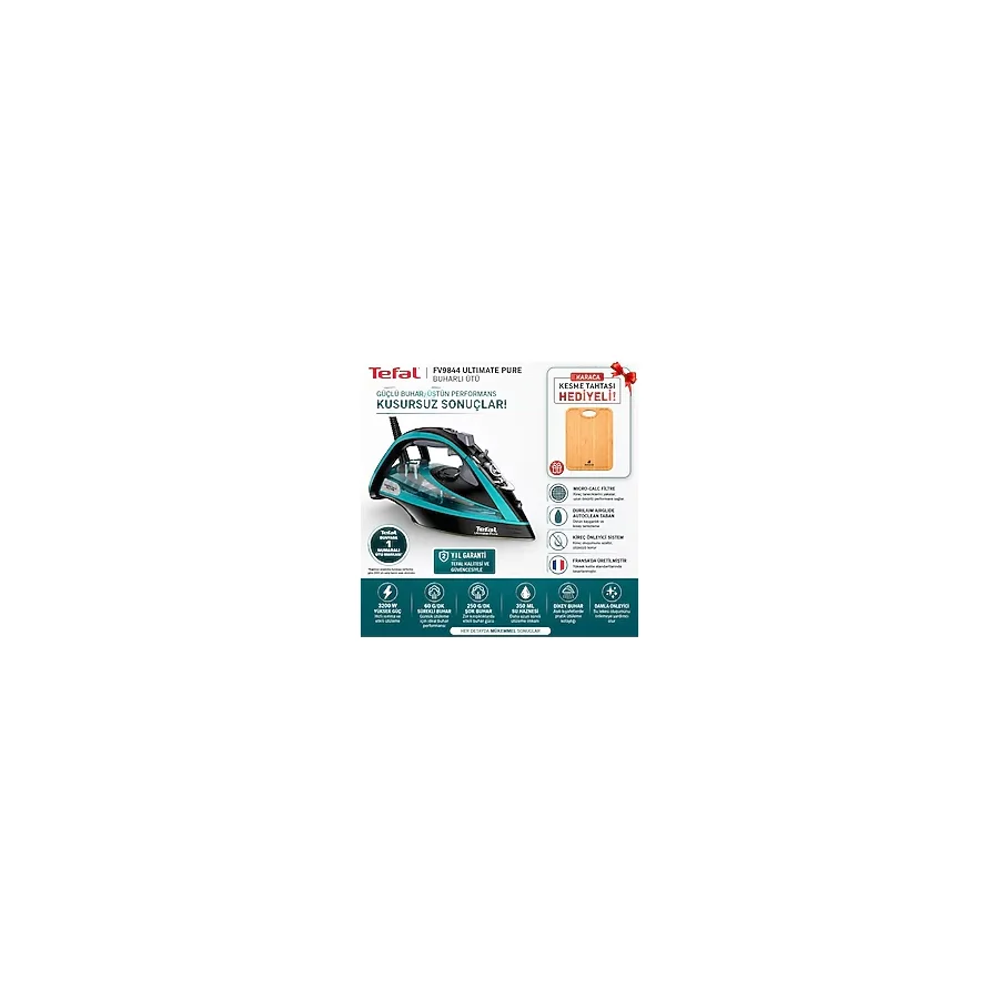 Tefal 3200 W Şok Buharlı Ütü Ultimate Pure Kireç Avcısı Ütü - Floresan Yeşil