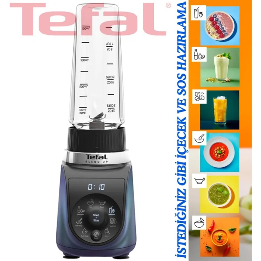 Tefal Pro Blender, Smoothie Hazırlama, Detoks Hazırlama, Buz Kırma, Ultra Sessiz, Kolay ve Kendini Temizleme 1000W Kuzey Mavisi