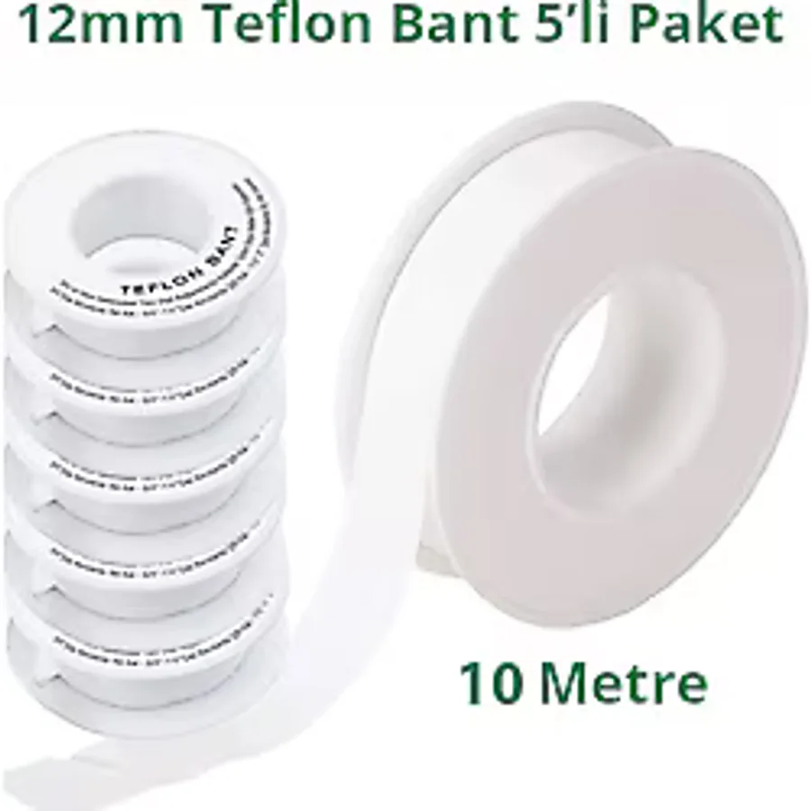 Teflon Bant Sızdırmazlık Bandı 12mm. X 10 Metre 5 Adet