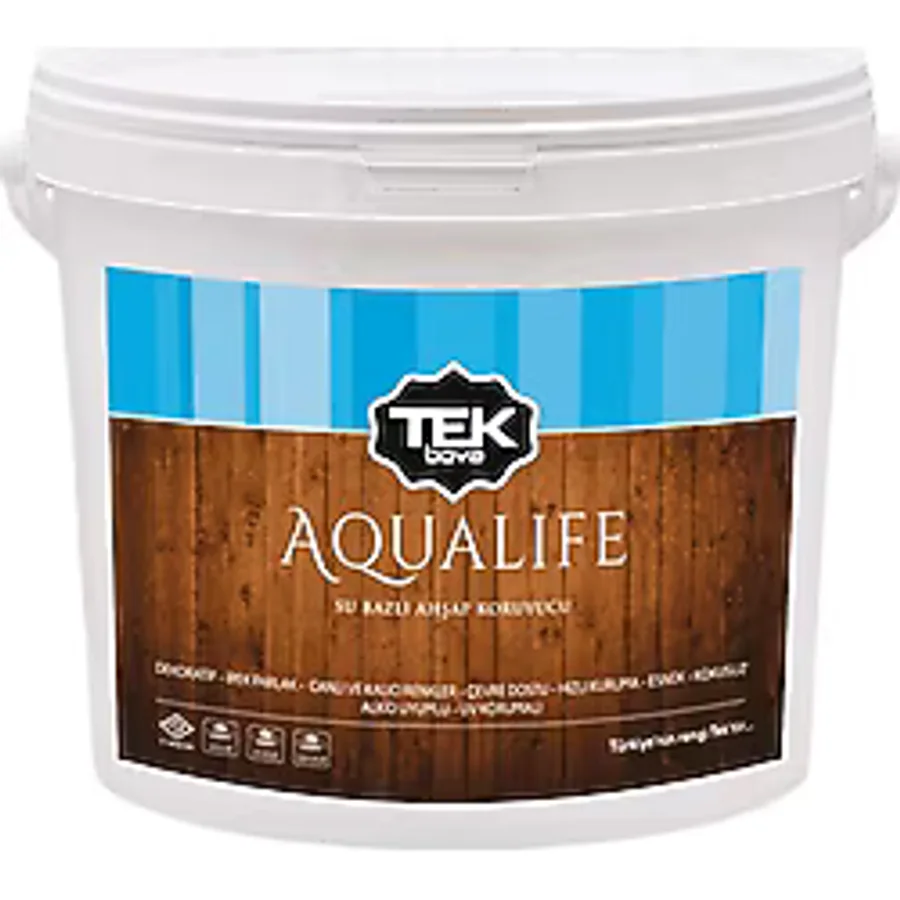 Tek Aqualife Su Bazlı Renkli Ahşap Koruyucu Vernik 15 Lt - Ceviz
