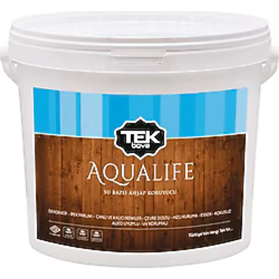 Tek Boya Aqualife Su Bazlı Ahşap Koruyucu Kokusuz 2,5 Litre Ceviz..