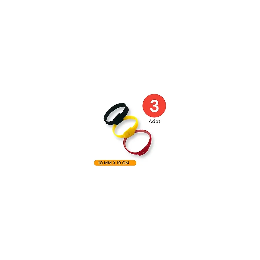 Tek-İş 10 MM X 19 CM Kablo Düzenleyici Kablo Bağı Cırt Cırt Bant Sök Tak Kullan 3 Adet