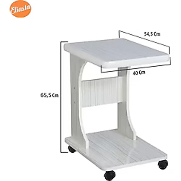 TEKERLEKLİ C YAN SEHPA OFİS SEHPASI LAPTOP SEHPASI % 100 MDF KOLTUK YANI SEHPA