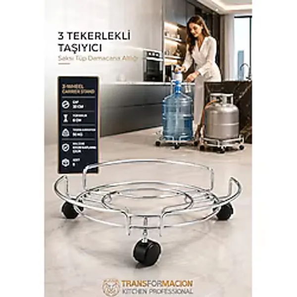 Tekerlekli Saksı Tüp Damacana Altlığı - Taşıyıcı Mutfak Tüpü Taşıyıcı 423534