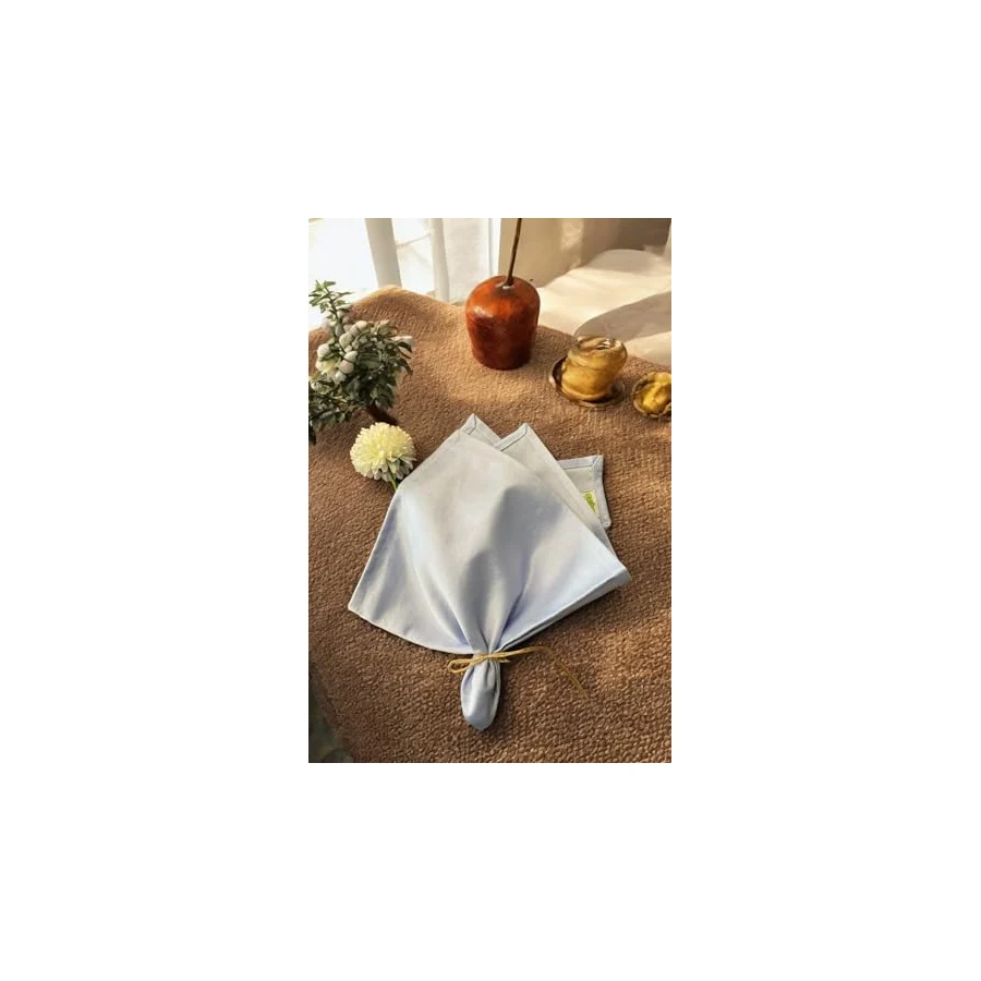 Tekli%100 Pamuk Kumaş Peçete Açık Mavi 50x50 Cm Mutfak Bezi Sofra Sunum Servis Peçetesi