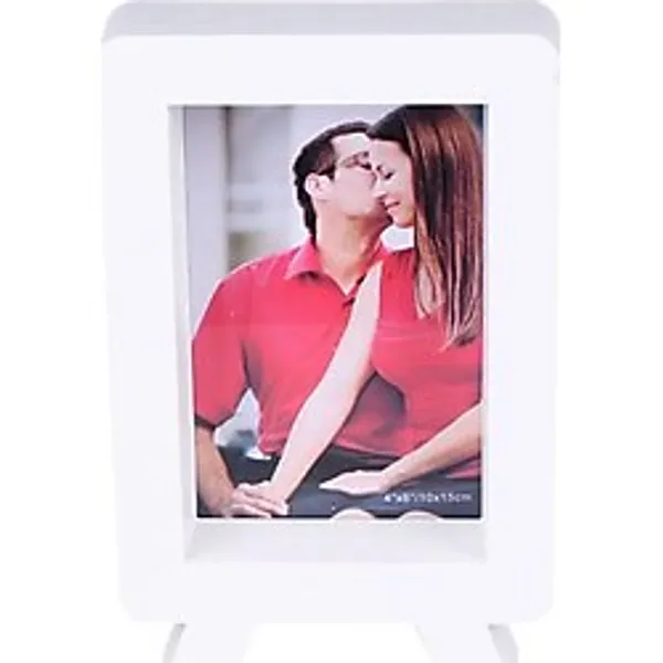 Tekli Plastik Ayaklı Dikey 10x15 cm Fotoğraf Çerçevesi - Beyaz