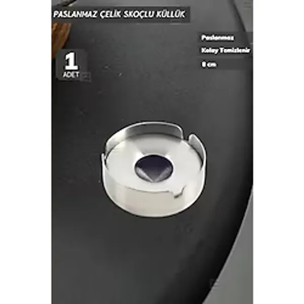 Tekli Skoçlu Küllük 8 Cm Paslanmaz Çelik Kül Tablası Sigara Küllüğü