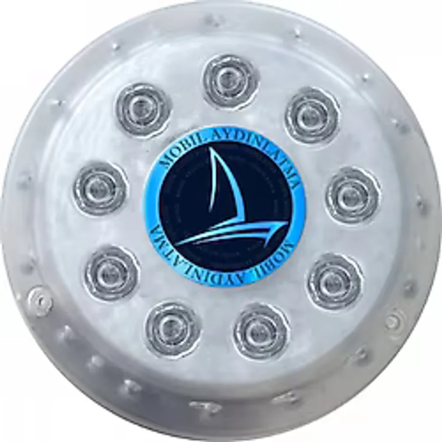 Tekne Su Altı Lambası. Mavi Işık. 9 Led. 12/24v. Yuvarlak