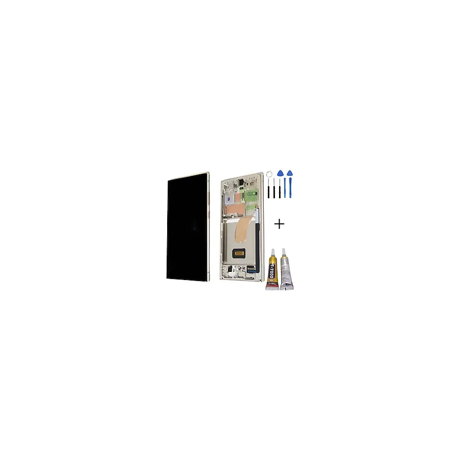 Teknik Evim TE Samsung S23 Ultra S918 Uyumlu Çıtalı Lcd Ekran Beyaz + Montaj Kiti