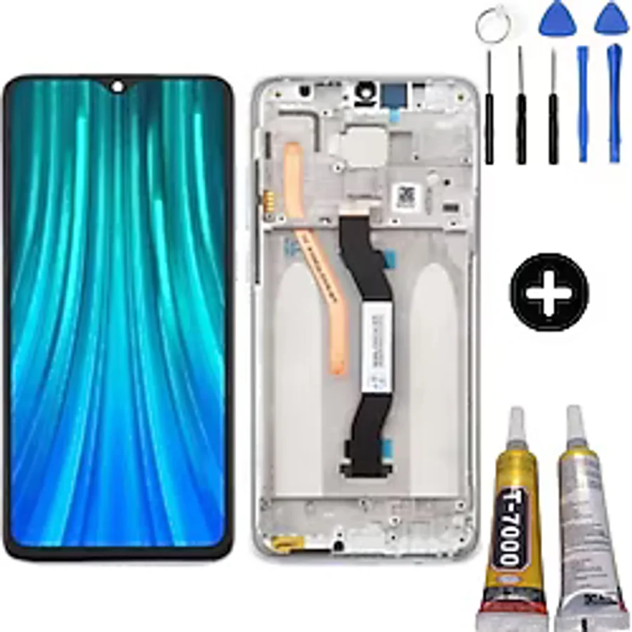 Teknik Evim Xiaomi Redmi Note 8 Pro Uyumlu Çıtalı Lcd Ekran Dokunmatik Beyaz + Montaj Seti