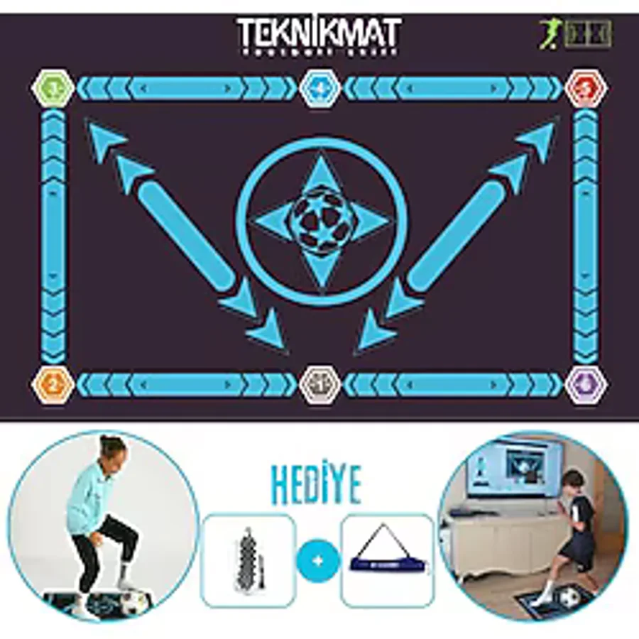 TEKNİKMAT Futbol Matı Ve PRO Eğitim Video Programı MAVİ MAT (KAYDIRMAZ ÇORAP HEDİYELİ)