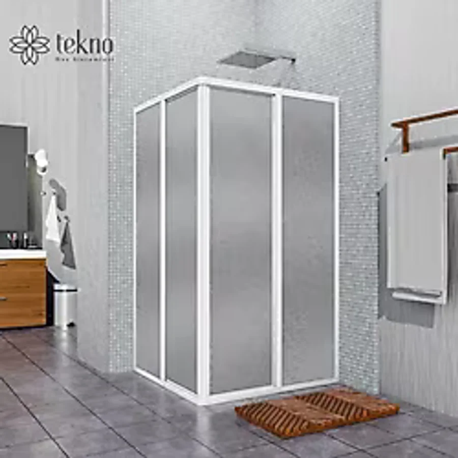 Teknoduş Beyaz Kare Plastik Mika Duşakabin 90x90 H:180