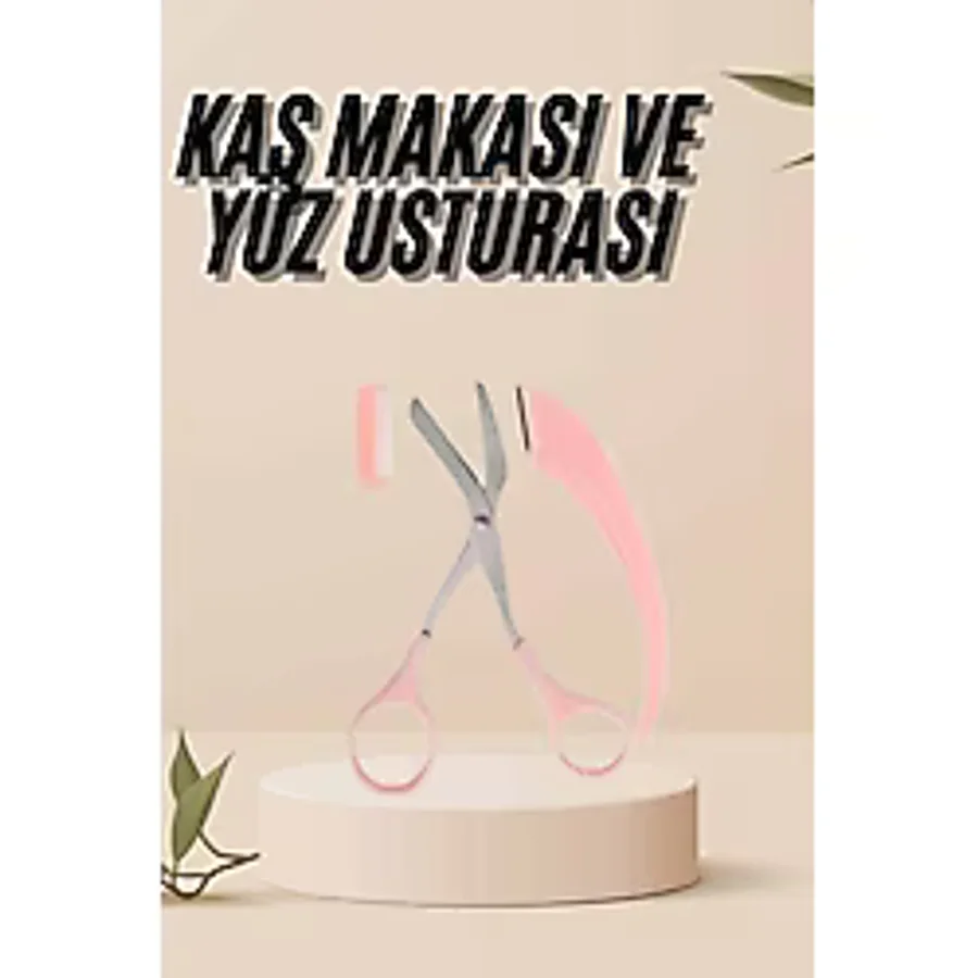 TeknoKapsül Kavisli Kaş Kirpik Düzeltici Bıyık Alma Taraklı Kaş Makası Yüz Bakım Seti Makas