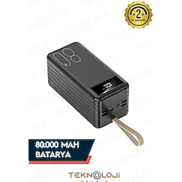 Teknoloji Gelsin 80.000 Mah Powerbank 4 Usb Micro Type-c Lıghtnıng Girişli El Fenerli Taşınabilir Şarj Aleti