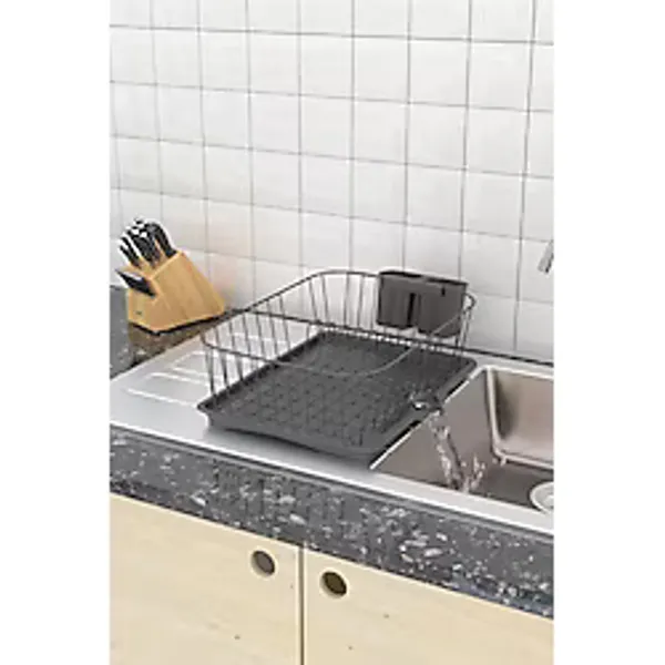 TEKNOTEL TEK KATLI BULAŞIKLIK TABAKLIK OLUKLU TEPSİ MAT SİYAH KB085