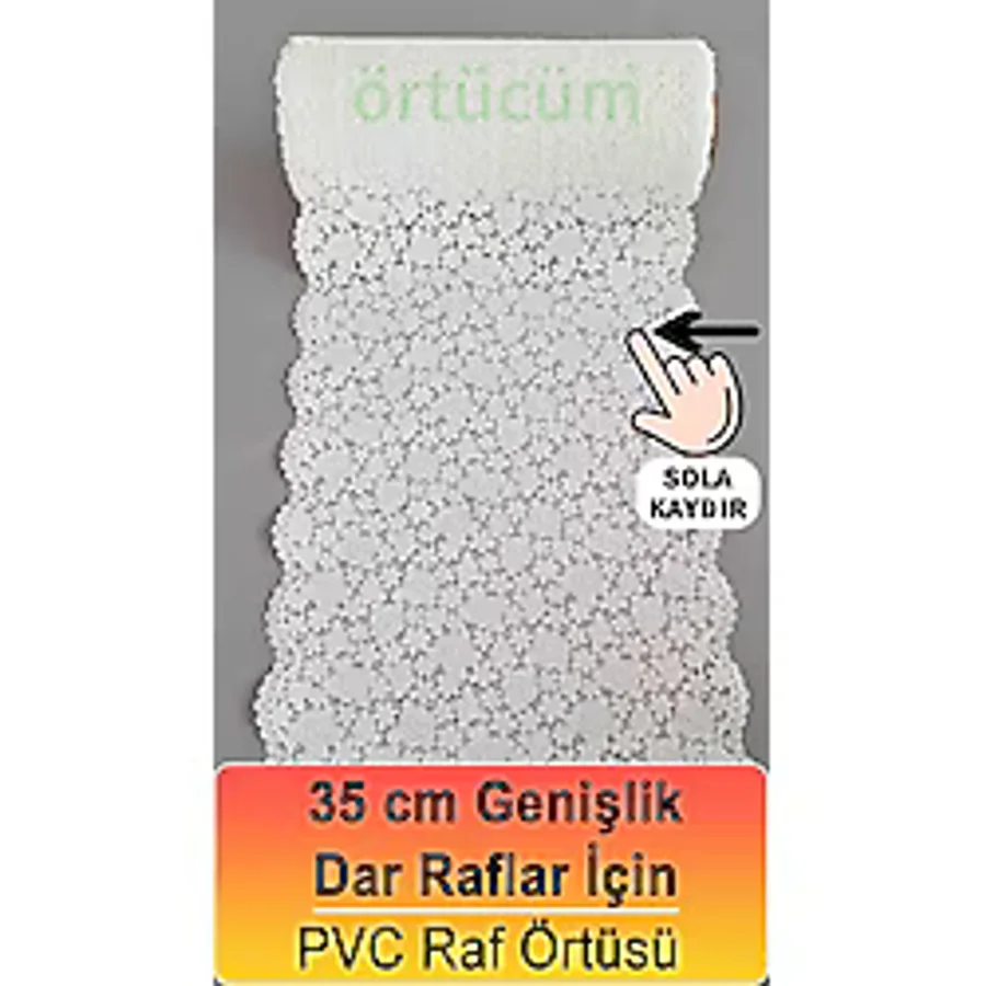 TeknoTrust Dar PVC dantel dolap içi raf örtüsü, mutfak ve sehpa için çok amaçlı beyaz tasarım - 10 x 10 cm