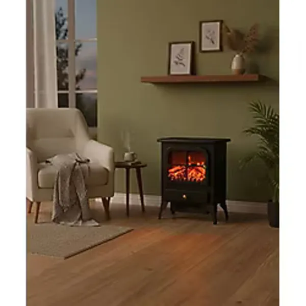 Tektes Ayaklı Elektrikli Şömine 1800 W Siyah