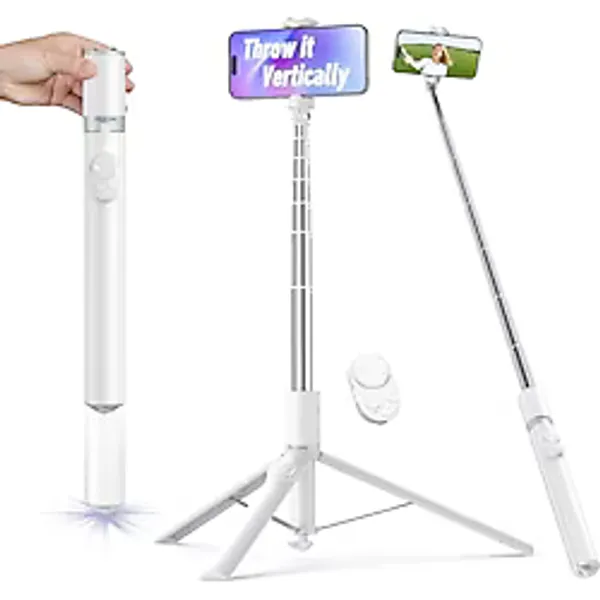 TELESIN 170CM Otomatik Selfie Çubuğu Cep Telefonu Tripodu, Bluetooth Zoom Uzaktan Kumandalı Cep Telefonu Kamerası Tutucu, 360° Döndürülebilir Stand ile Yerçekimi Sensörü iPhone/Android için Otomatik