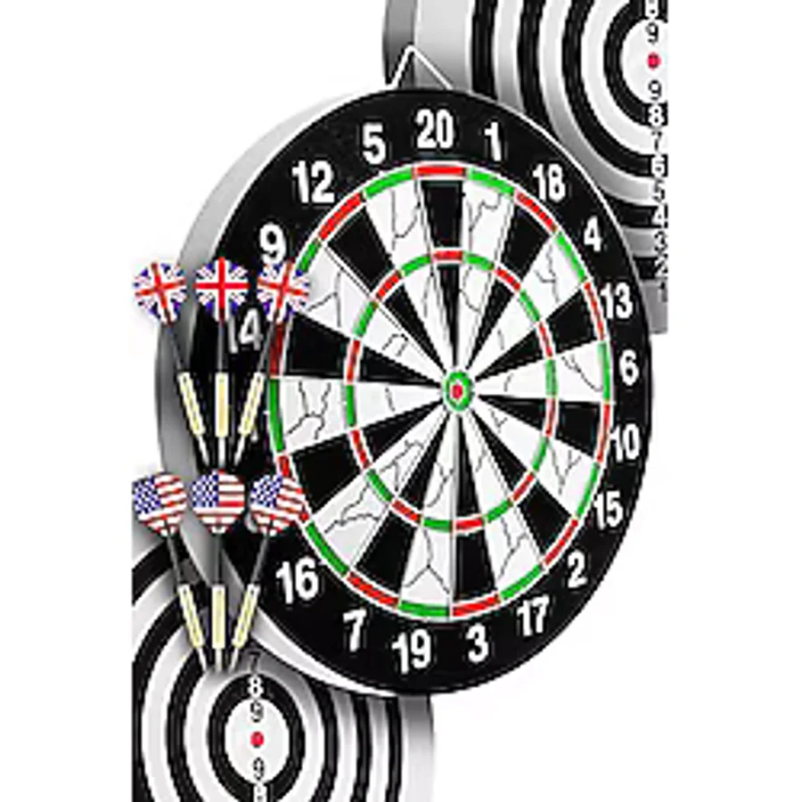 Telvesse 18 İnç Semi-Profesyonel Büyük Boy Dart Seti 6 Oklu Çift Taraflı Kalın Dart Tahtası Metal Dart 45 cm