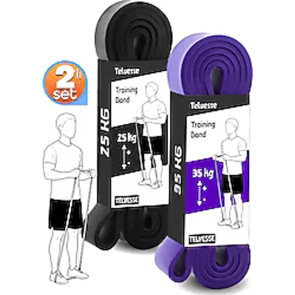Telvesse 2li SET 25+35 KG Direnç Bandı Seti Kas Geliştirme Lastiği Fitness Pilates Cross Training Bant