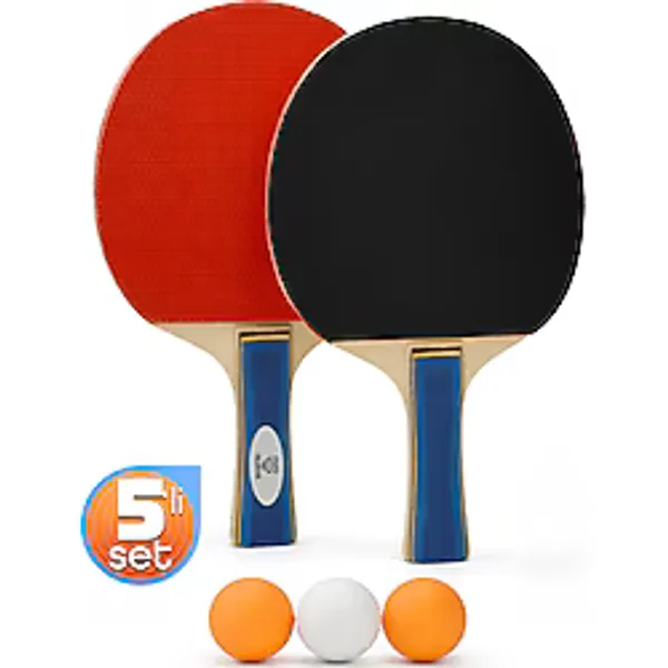 Telvesse Masa Tenisi Raketi Seti Tenis Topu Set 5 Parça Başlangıç Seti