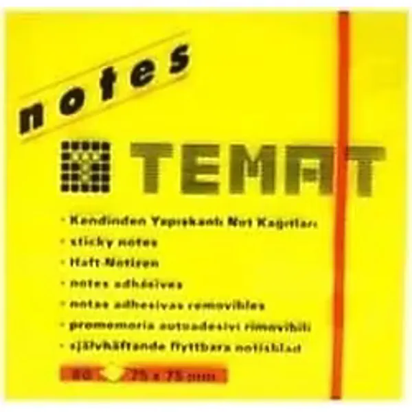 Temat Yapışkanlı Not Kağıdı 75x75 MM Fosforlu Sarı