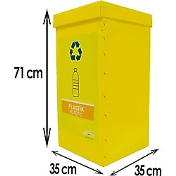 Temel Geri Dönüşüm Kutusu - Sıfır Atık Kutusu Sarı (PLASTİK)