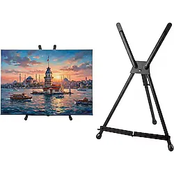 Temel Katlanabilir Metal Masaüstü Şövale Siyah