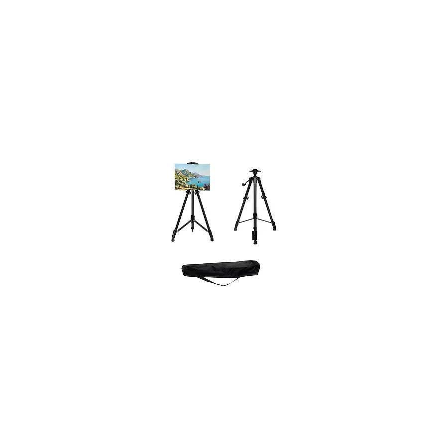 Temel Katlanabilir Metal Tripod Şövale - Kollu Yükseklik Ayarlı, Taşıma Çantalı, Siyah