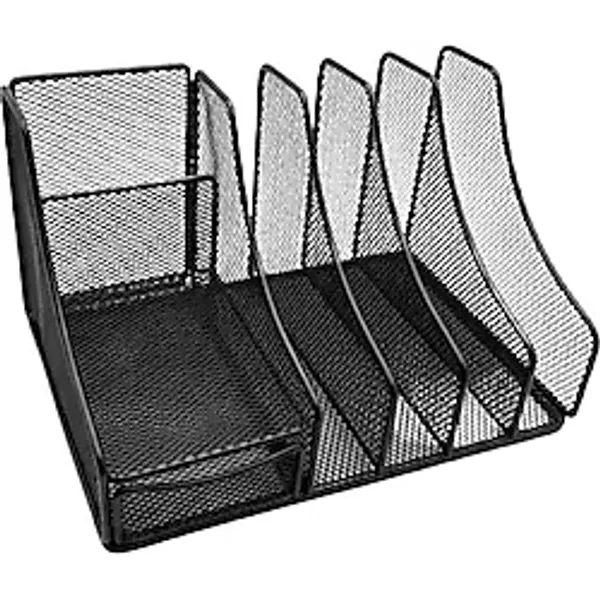 Temel Siyah Metal Mesh Masaüstü Organizer Çekmeceli Dosyalık 25X18X15 cm 9538 - Çok Renkli