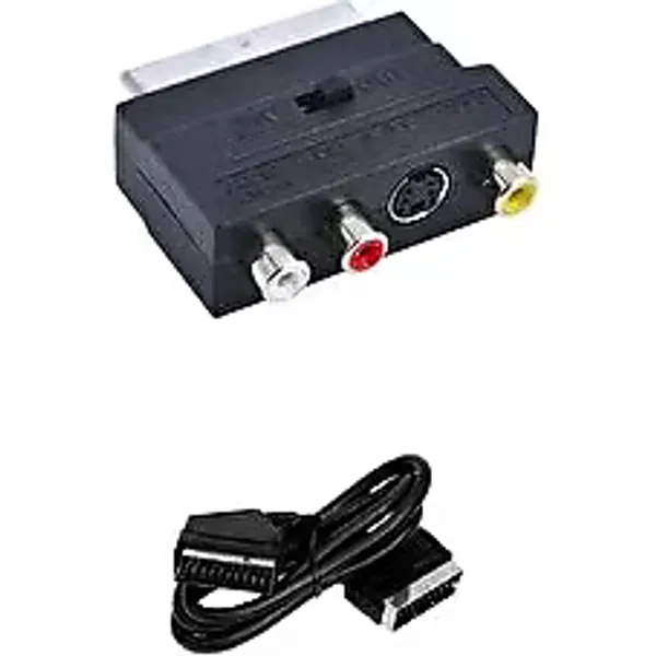 Temiz Pazar Scart To Rca Skart Tos Av Svideo Çevirici Set + Rca Kablo + Scart Kablo - Siyah