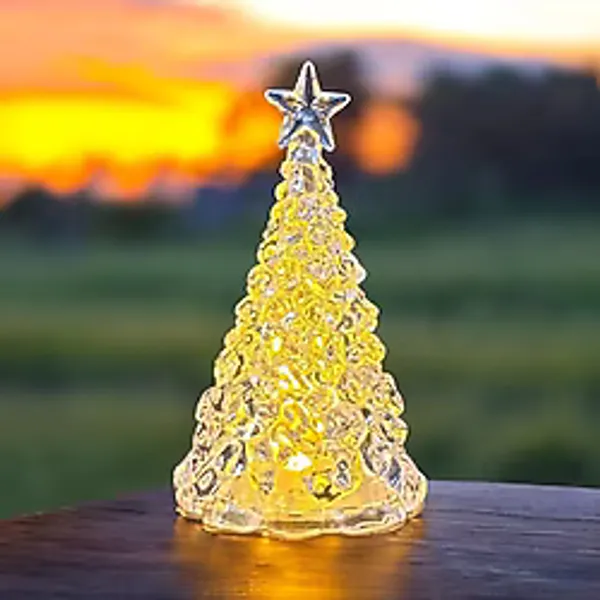 Tepe Yıldızlı Mini Işıklı Çam Ağacı Yılbaşı Süsü Warm Light Noel Tree Kristal Görünümlü Çam Ağacı