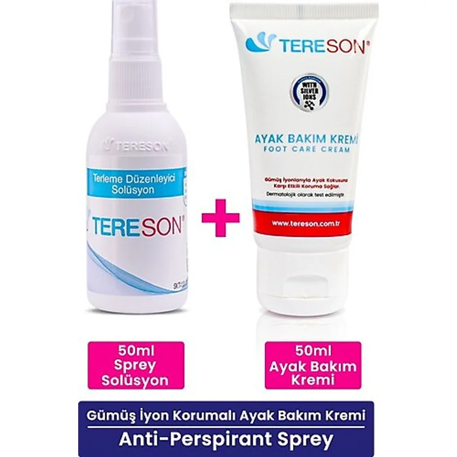 Tereson Terleme Önleyici Sprey 50 ml + Koku Karşıtı Ayak Bakım Kremi Gümüş Iyonlu 50 ml
