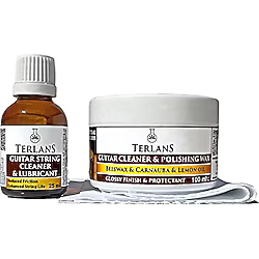 Terlans Gitar Temizlik Bakım Seti 4 lü Gövde Klavye Temizleyici Parlatıcı Vaks & Tel Yağlayıcı Guitar Cleaning Kit