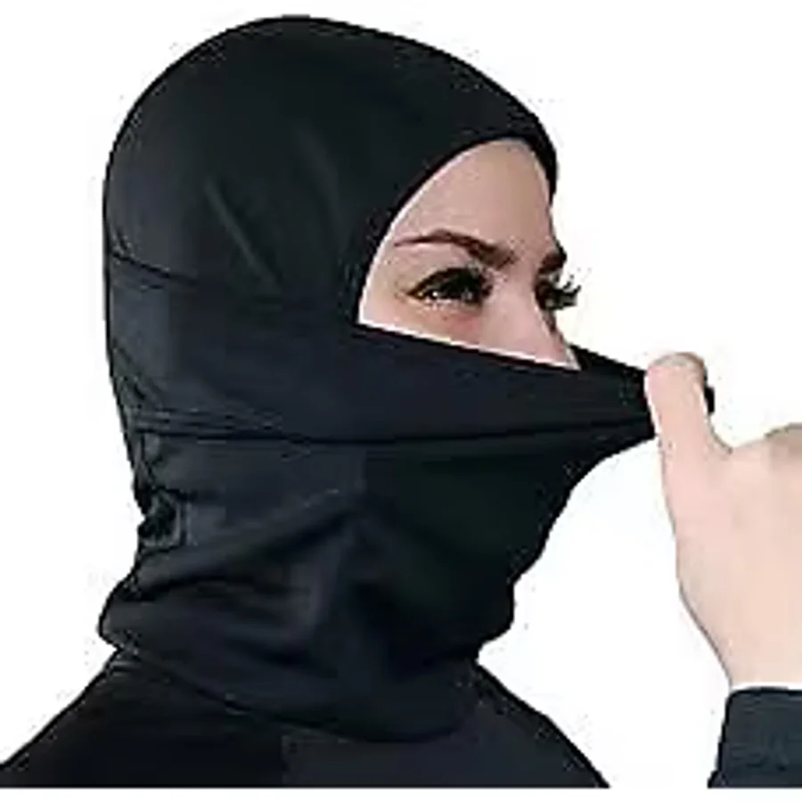 Termal Tam Yüz Kar Maskesi, Rüzgar Korumalı, Siyah Renk, Tek Beden