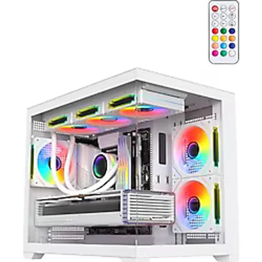 Terranova Kumandalı 6 ARGB Fanlı Nova Beyaz Midi Tower Cam Panel Gaming Oyuncu Bilgisayar Kasası (Be