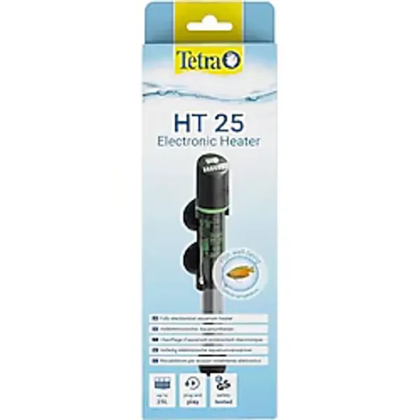 Tetra HT 25 ısıtıcı, 10 - 25 l akvaryumlar için, sıcaklık ayar düğmesi ile farklı performans seviyelerini kaplayan güçlü akvaryum ısıtıcısı