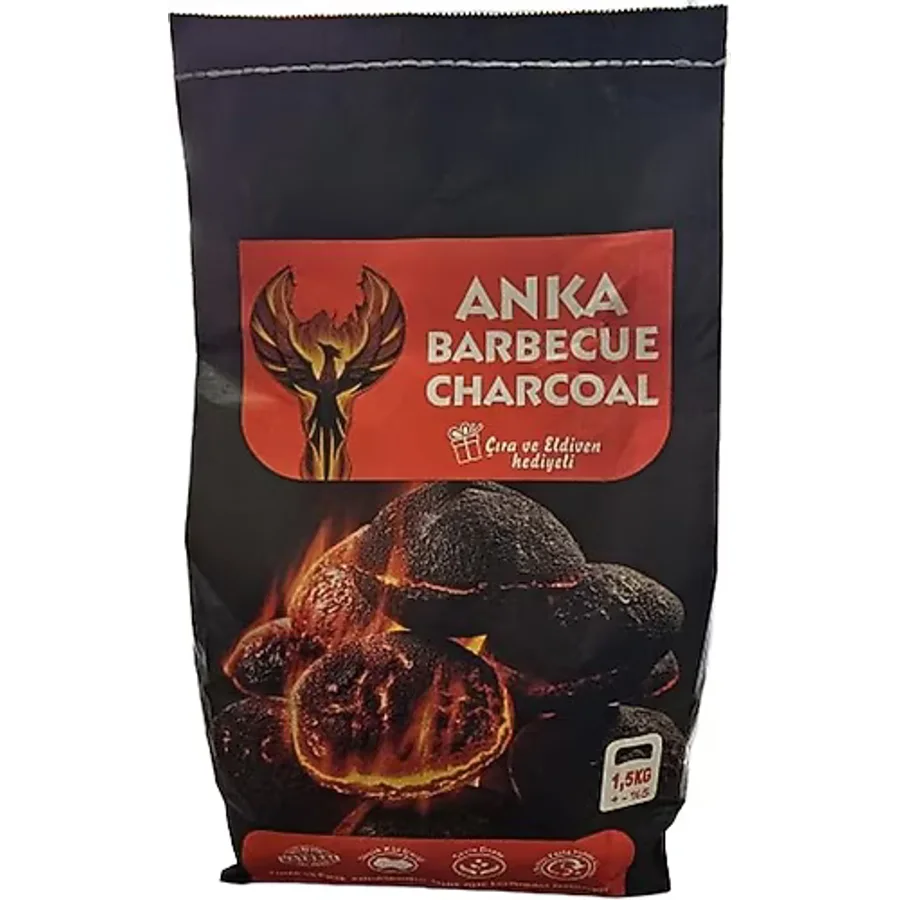 Tezyak Anka Barbecue Charcoal Mangal Kömürü 1,5 kg Çıra Eldiven Hediyeli - Siyah - 1 Adet