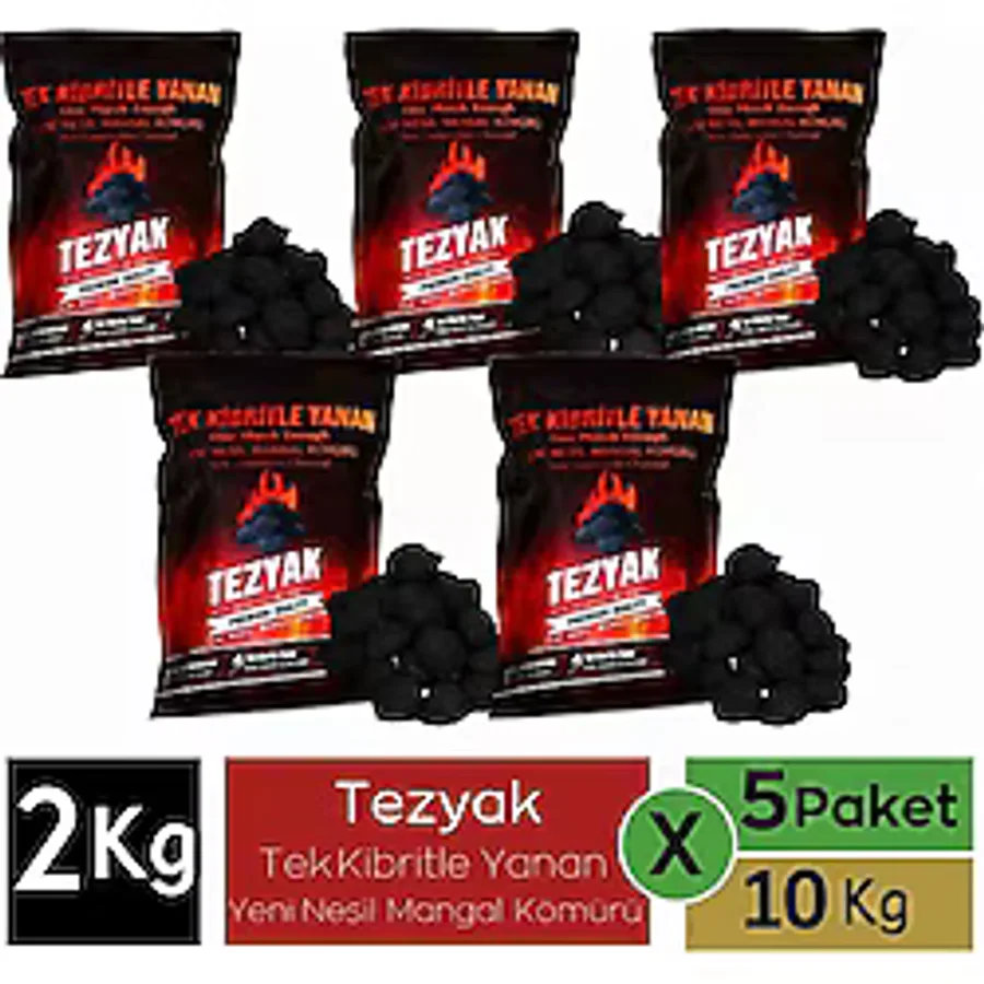 Tezyak Mix Mangal Kömürü 2kg x 5paket - Siyah - RENK