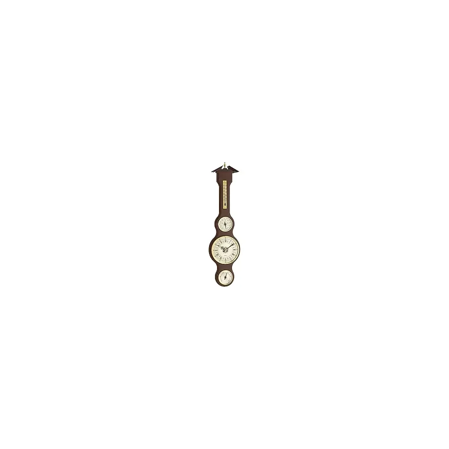 Tfa Dostmann 45.3004 Masif Ahşaptan Yapılmış Sheraton Şeklinde Analog Klasik Hava Durumu Istasyonu, 155 x (G) 45 x (Y) 602 Mm, Barometre, Termometre, Higrometre ve Saat Ile, Maun