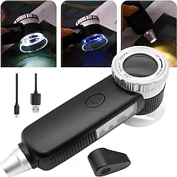 TH-8019 30X Ayarlanabilir Çoklu Işıklı USB Şarjlı El Büyüteci
