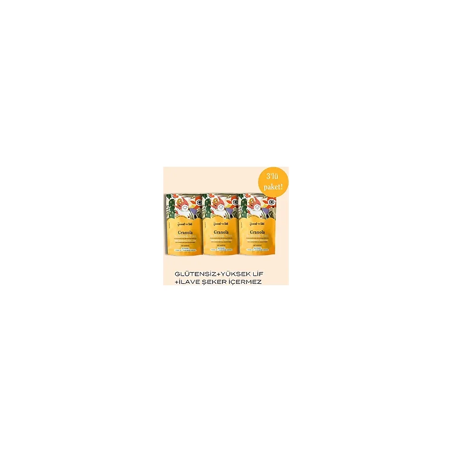 The Good Wild Arı Ekmeği & Polenli Granola Glutensiz Yulaf Ezmesi İlave Şekersiz Yüksek Lif 3 x 300 Gr - 900 gr