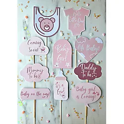 The Istanbul Event Pembe Kız Bebek 10'lu Cinsiyet Partisi Baby Shower Konuşma Balonu Seti-mommy To Be-baby On The Way